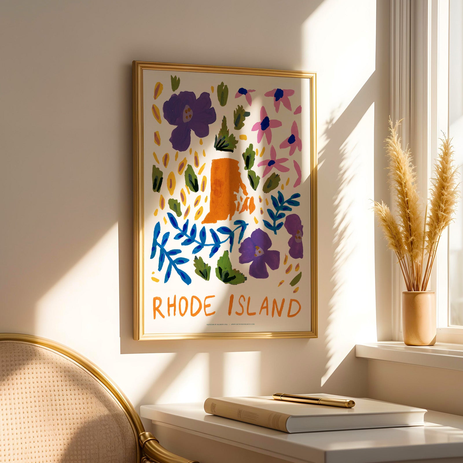 Rhode Island American Gouache Print