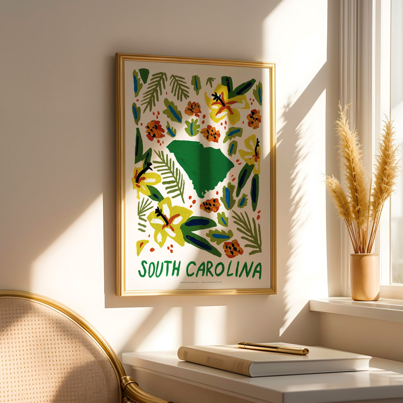 South Carolina American Gouache Print