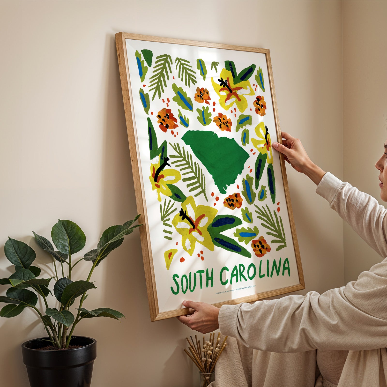 South Carolina American Gouache Print