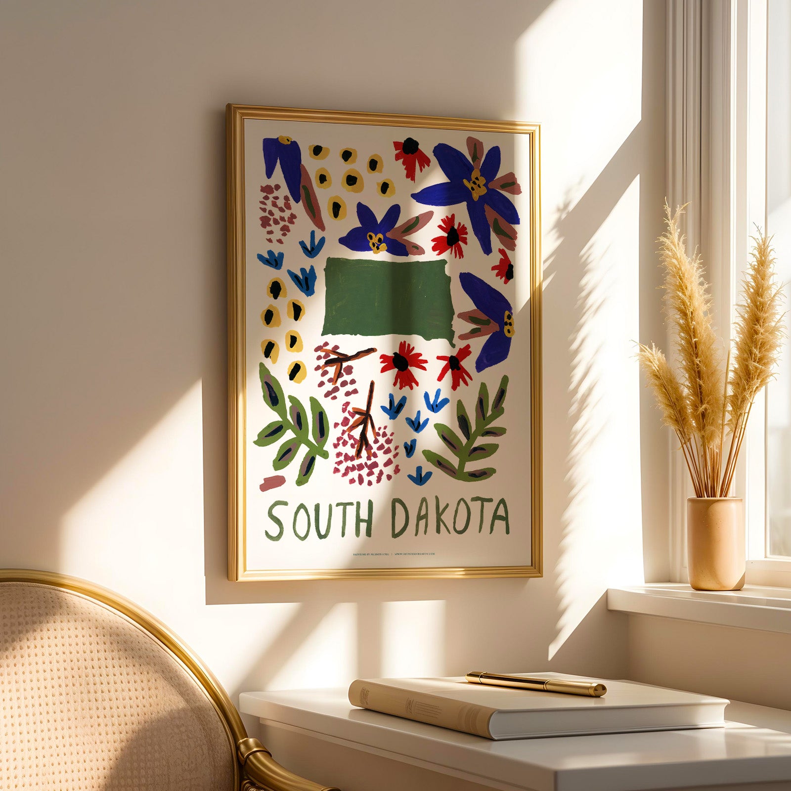 South Dakota American Gouache Print
