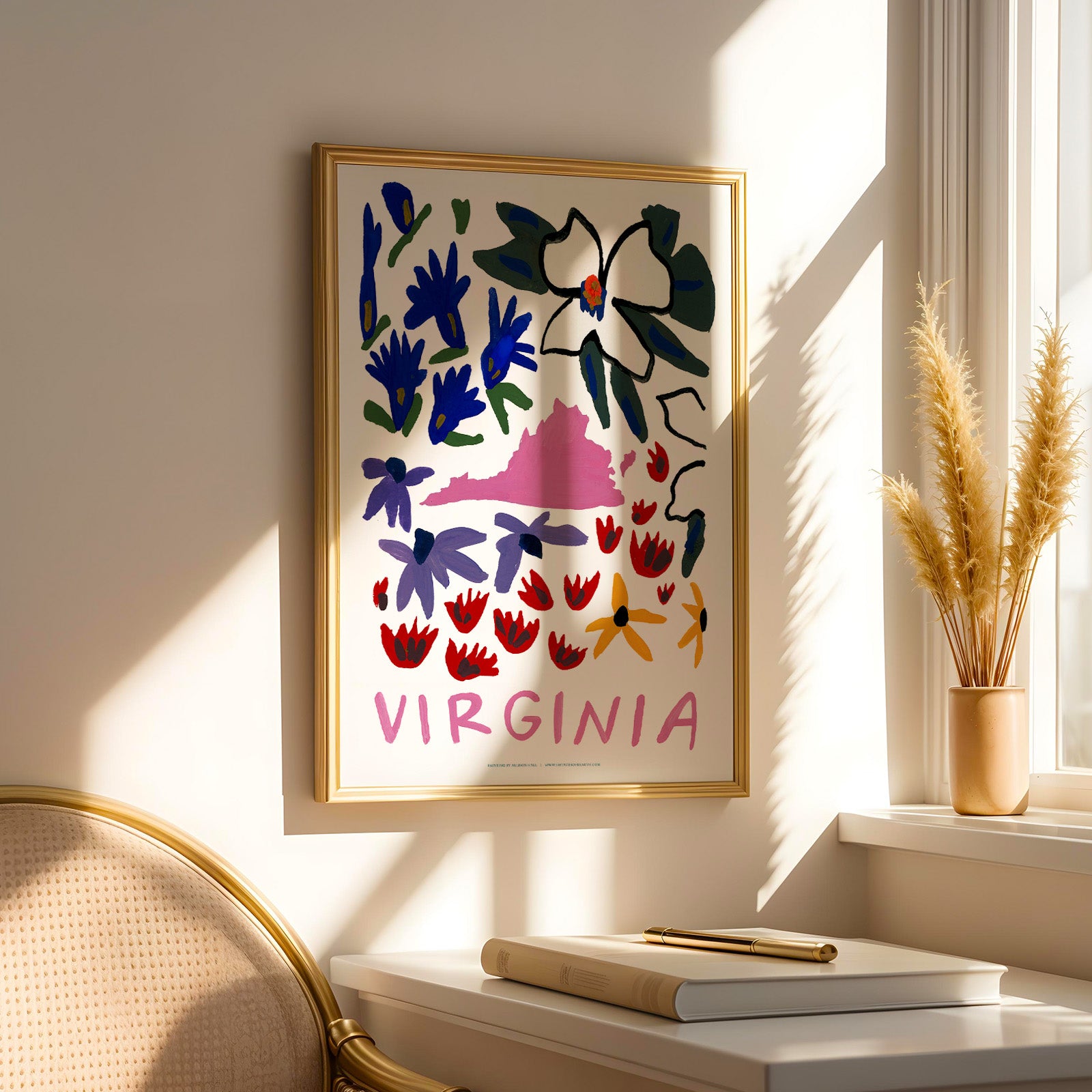 Virginia American Gouache Print