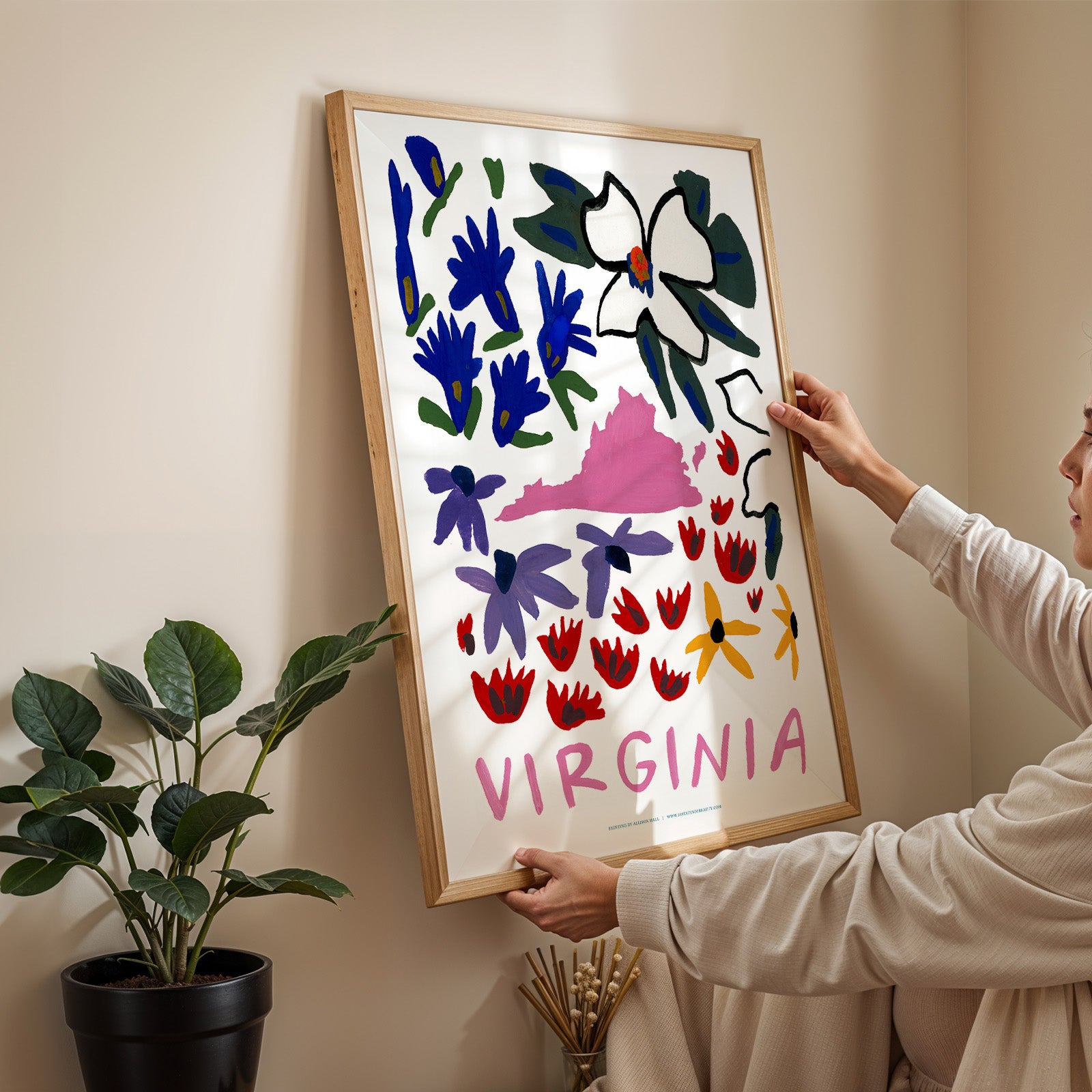 Virginia American Gouache Print