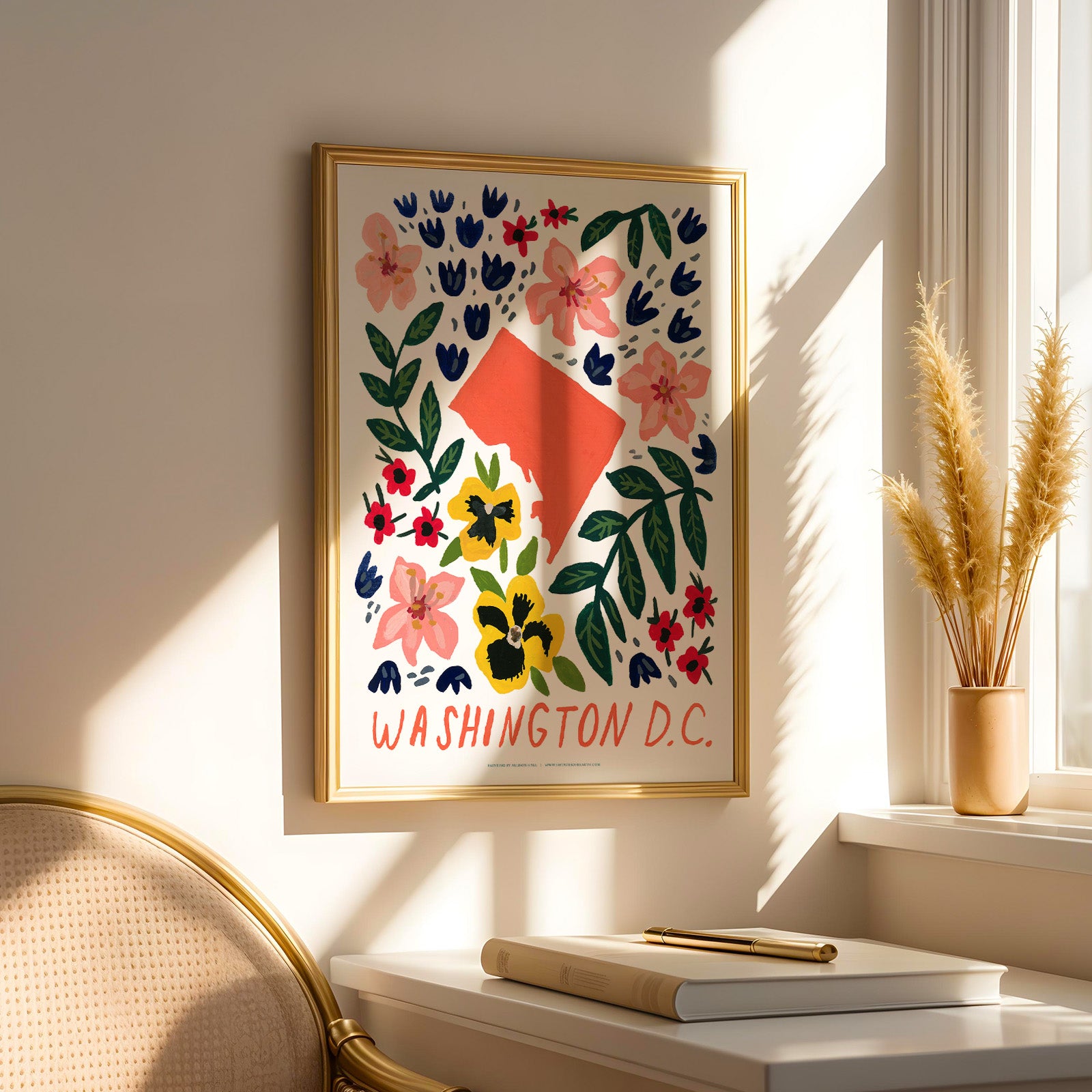 Washington DC American Gouache Print