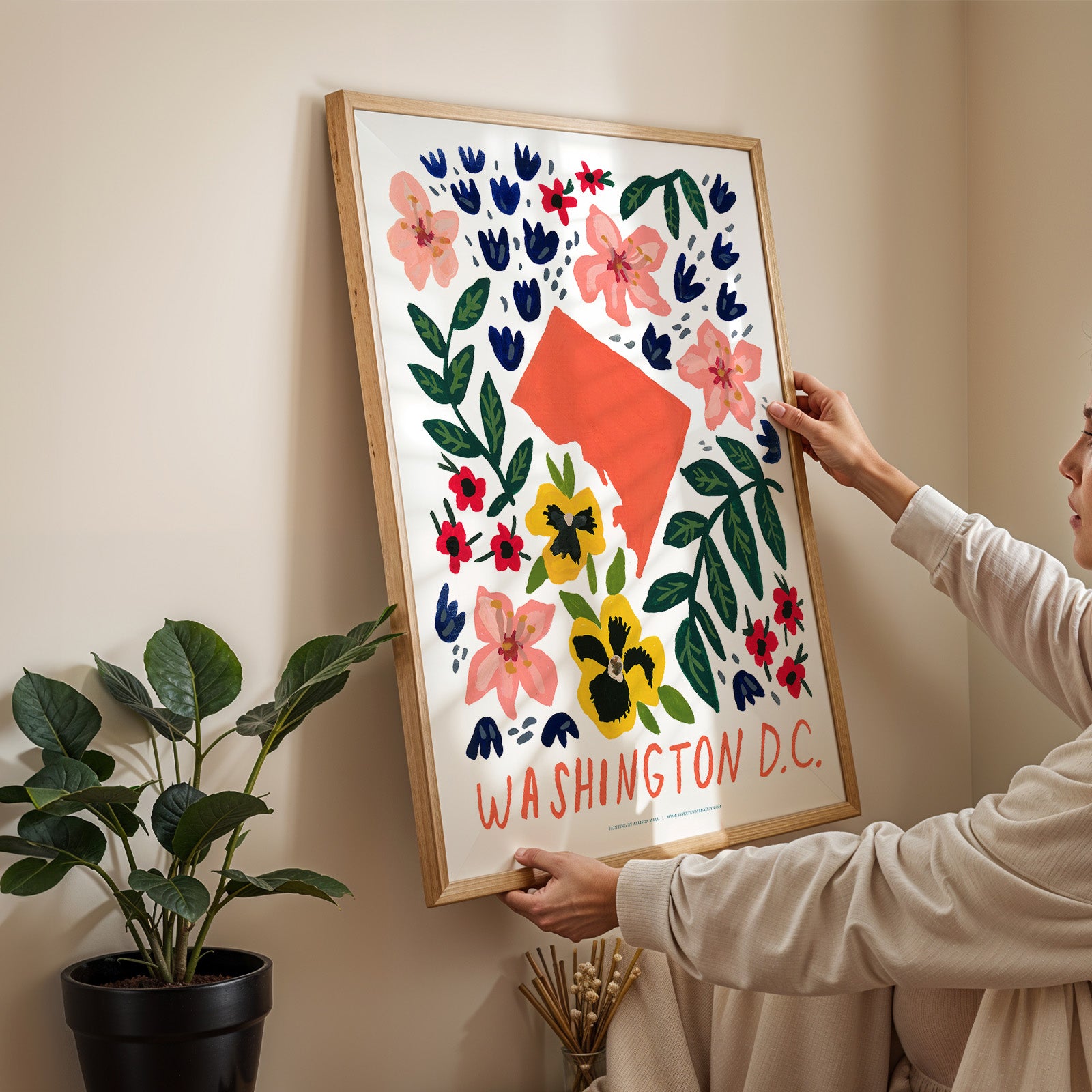 Washington DC American Gouache Print