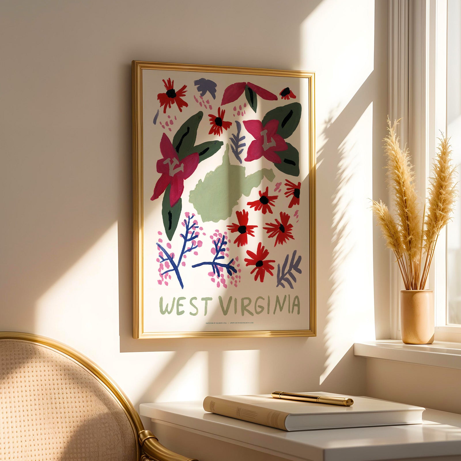 West Virginia American Gouache Print