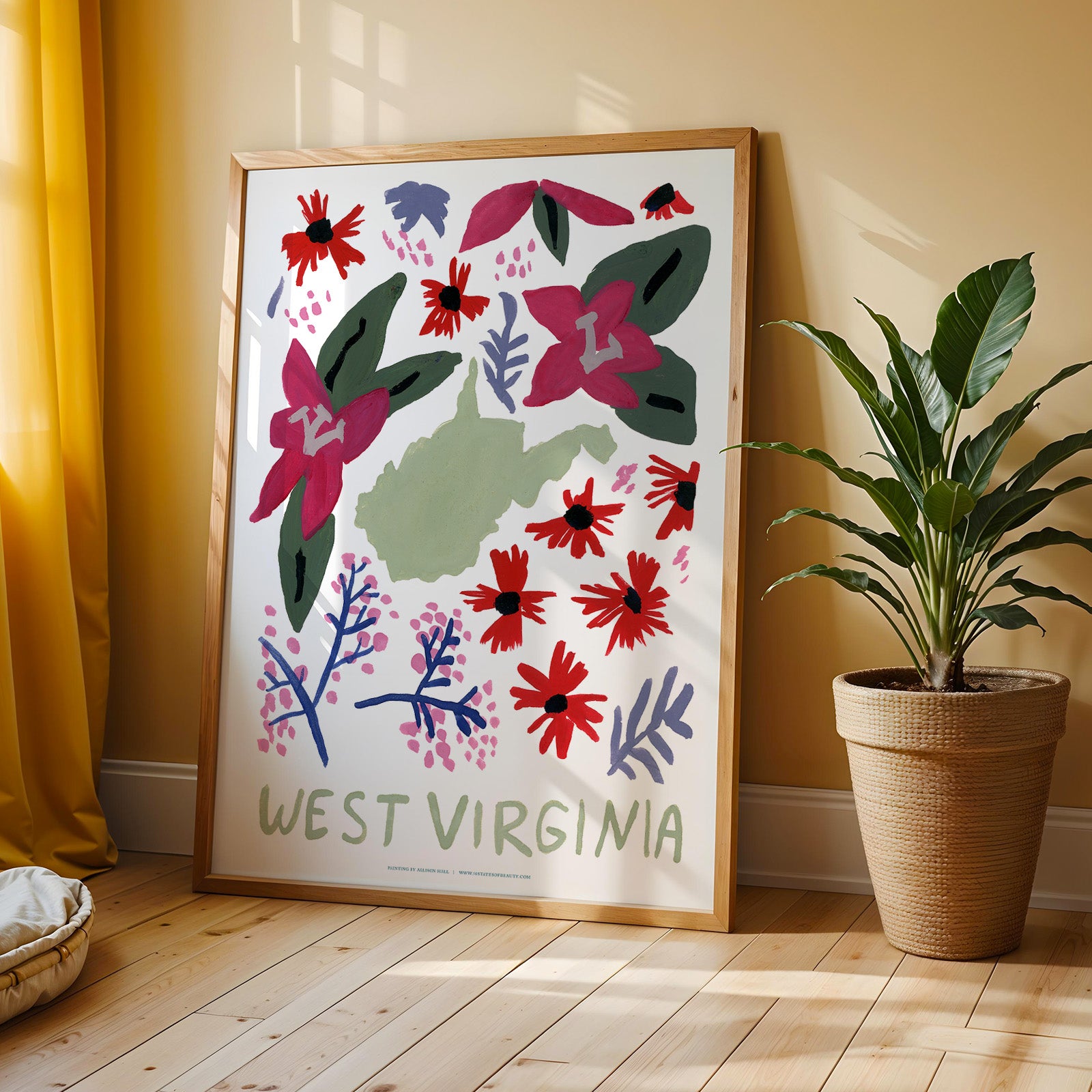 West Virginia American Gouache Print