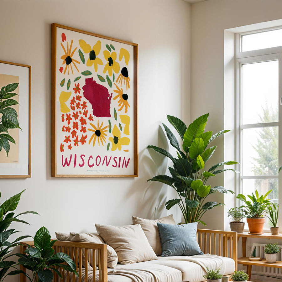 Wisconsin American Gouache Print