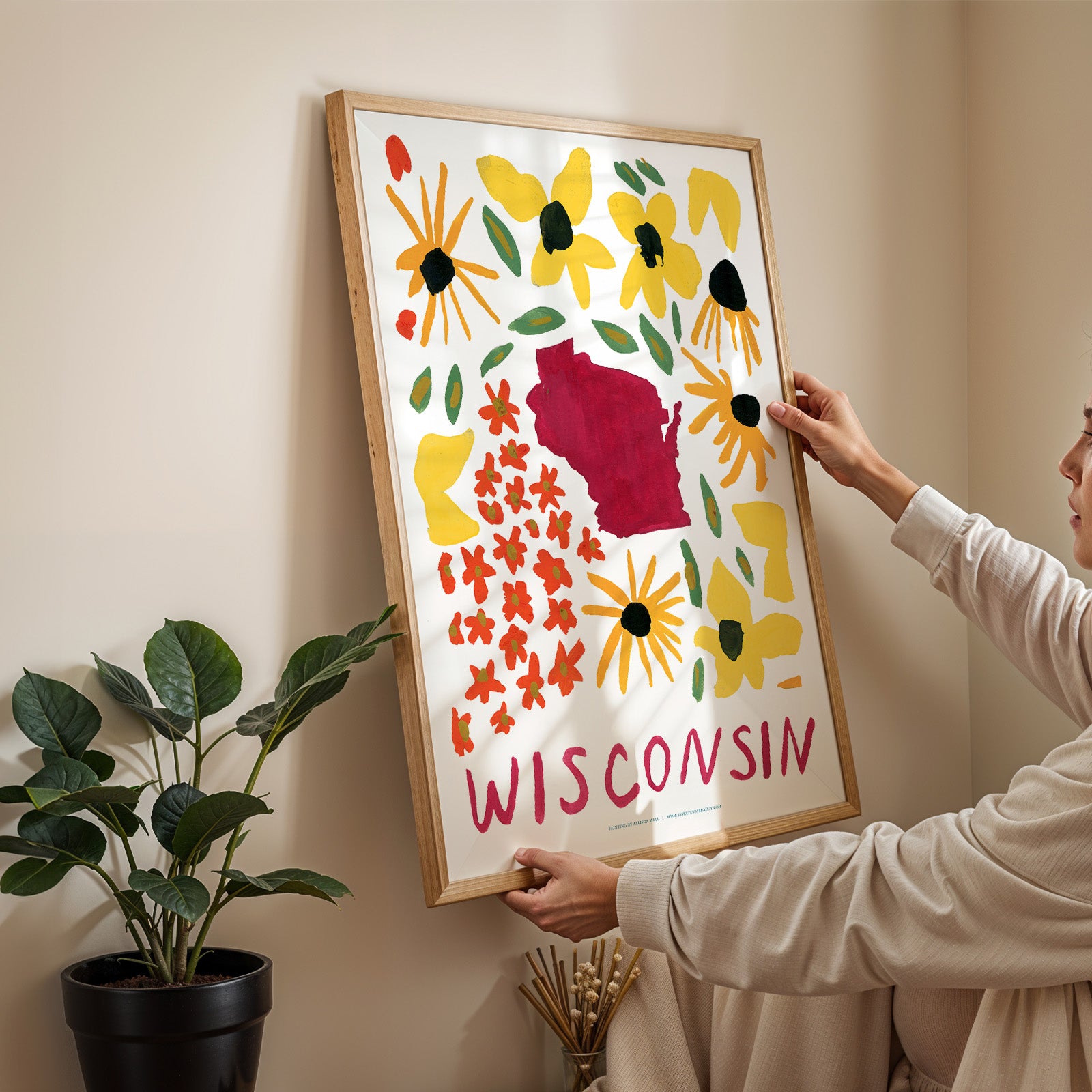 Wisconsin American Gouache Print