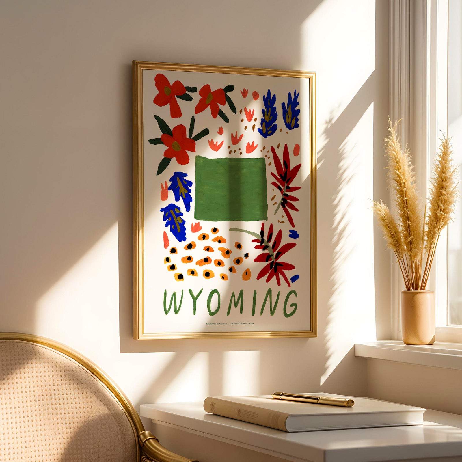 Wyoming American Gouache Print