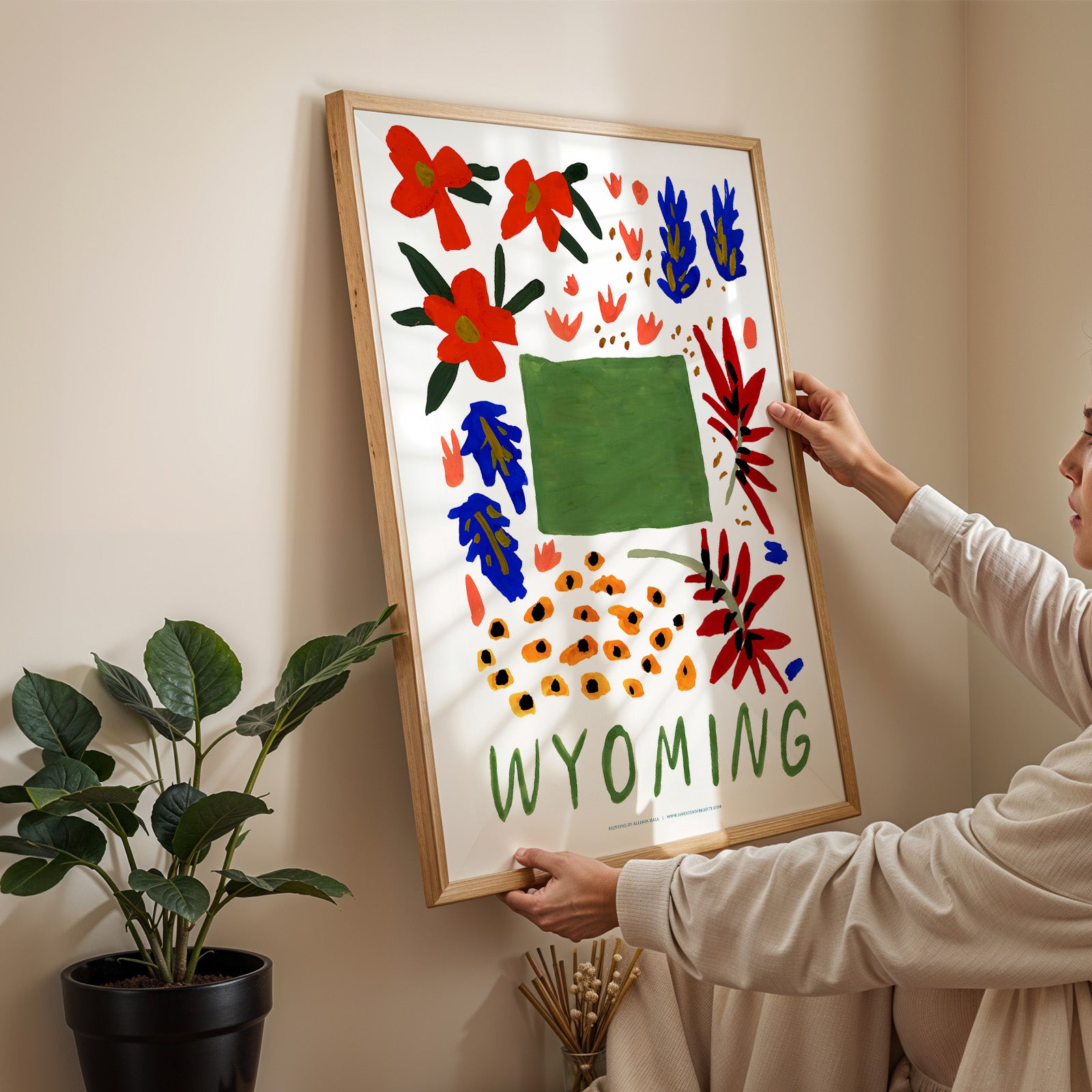 Wyoming American Gouache Print