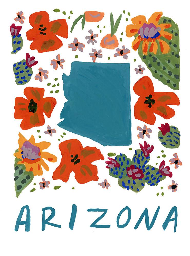 Arizona American Gouache Print