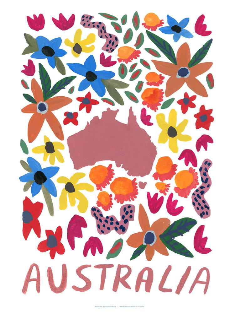 Australia Gouache Print