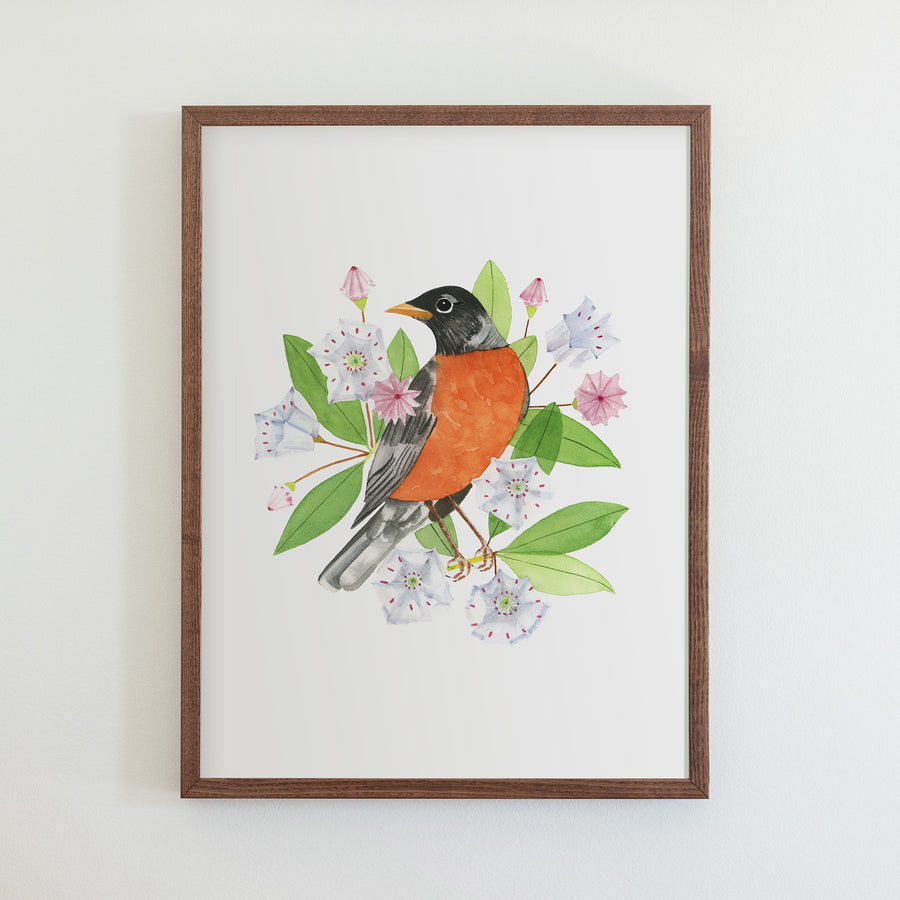 Connecticut American Robin Print