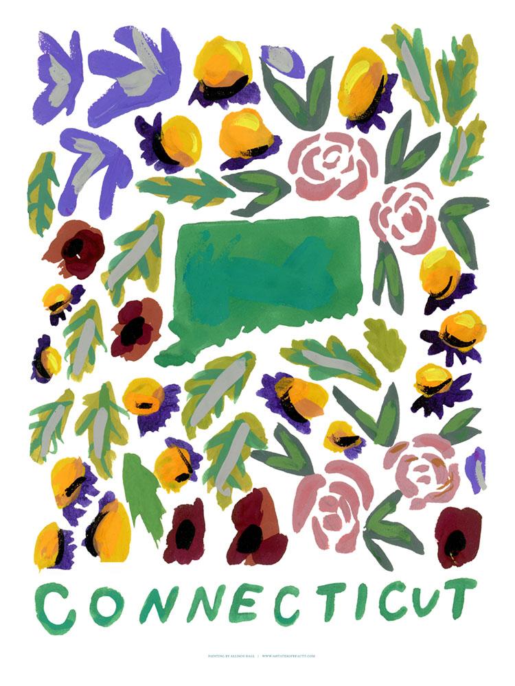 Connecticut American Gouache Print