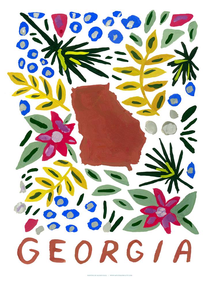 Georgia American Gouache Print