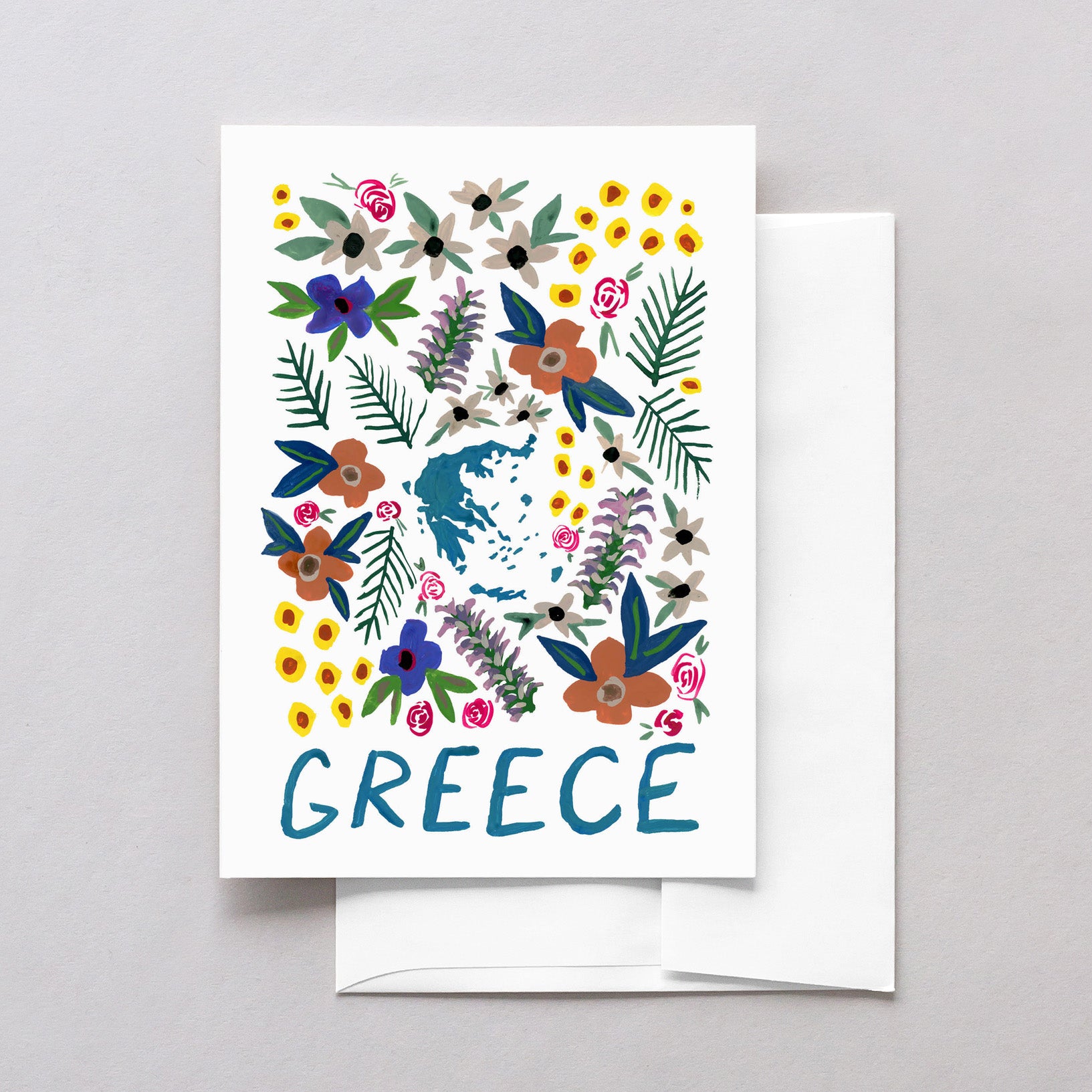Greece World Gouache Greeting Card