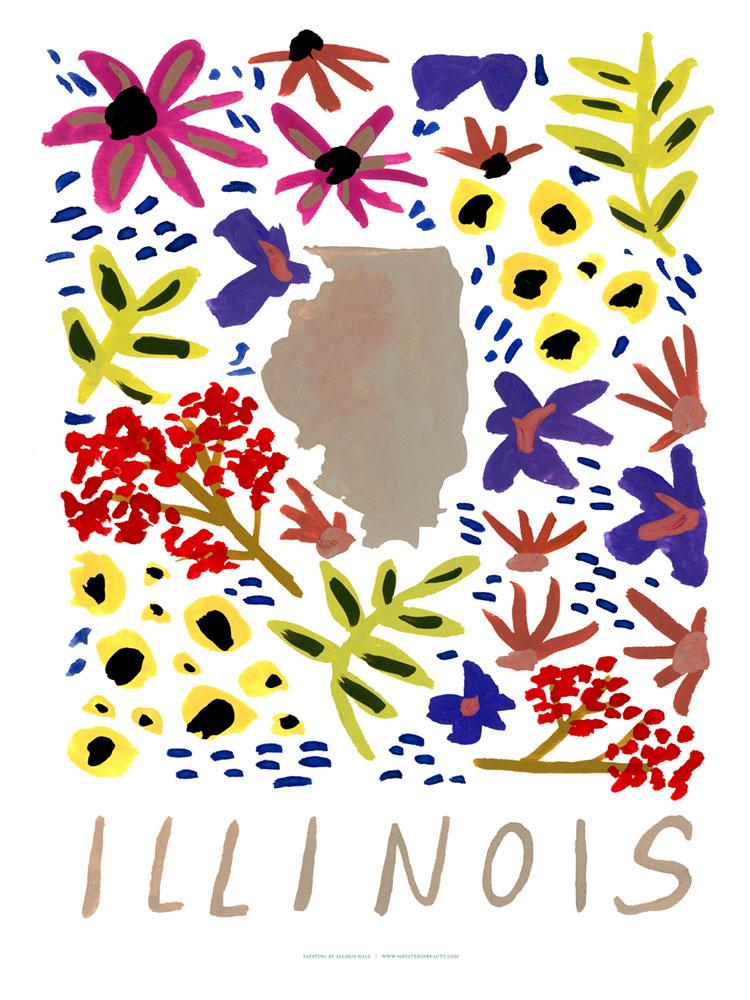 Illinois American Gouache Print