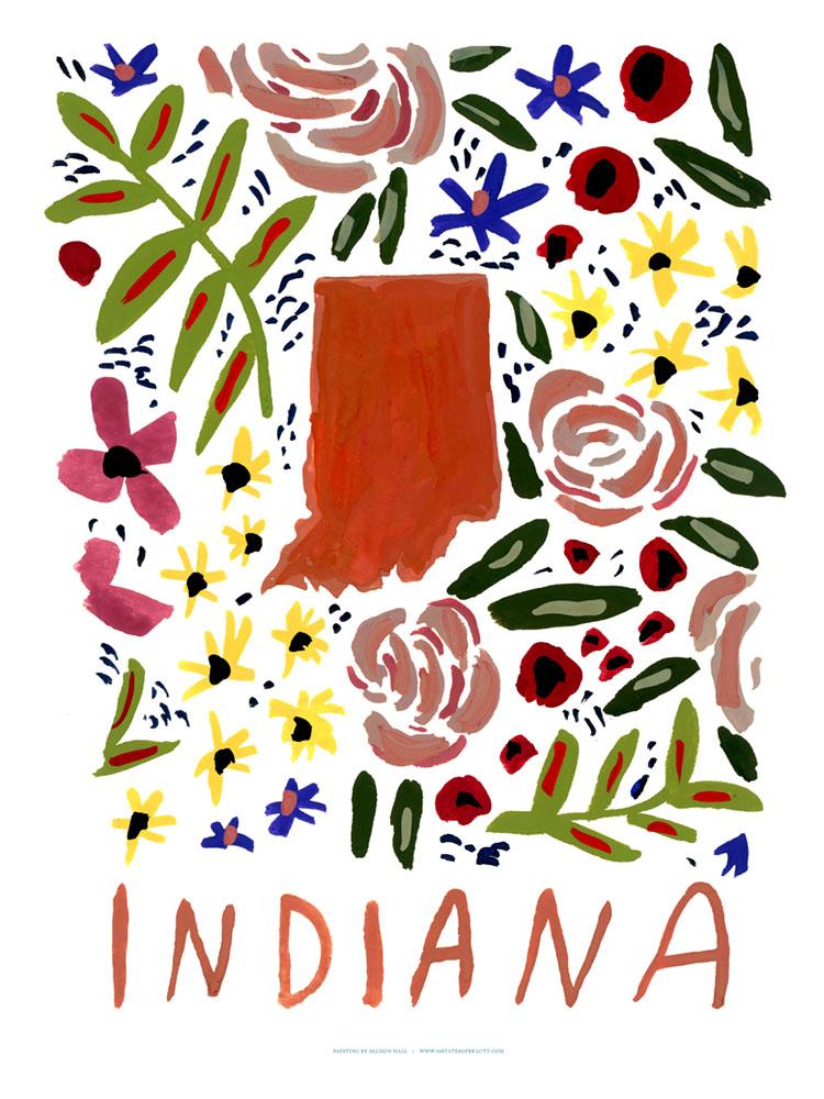 Indiana American Gouache Print