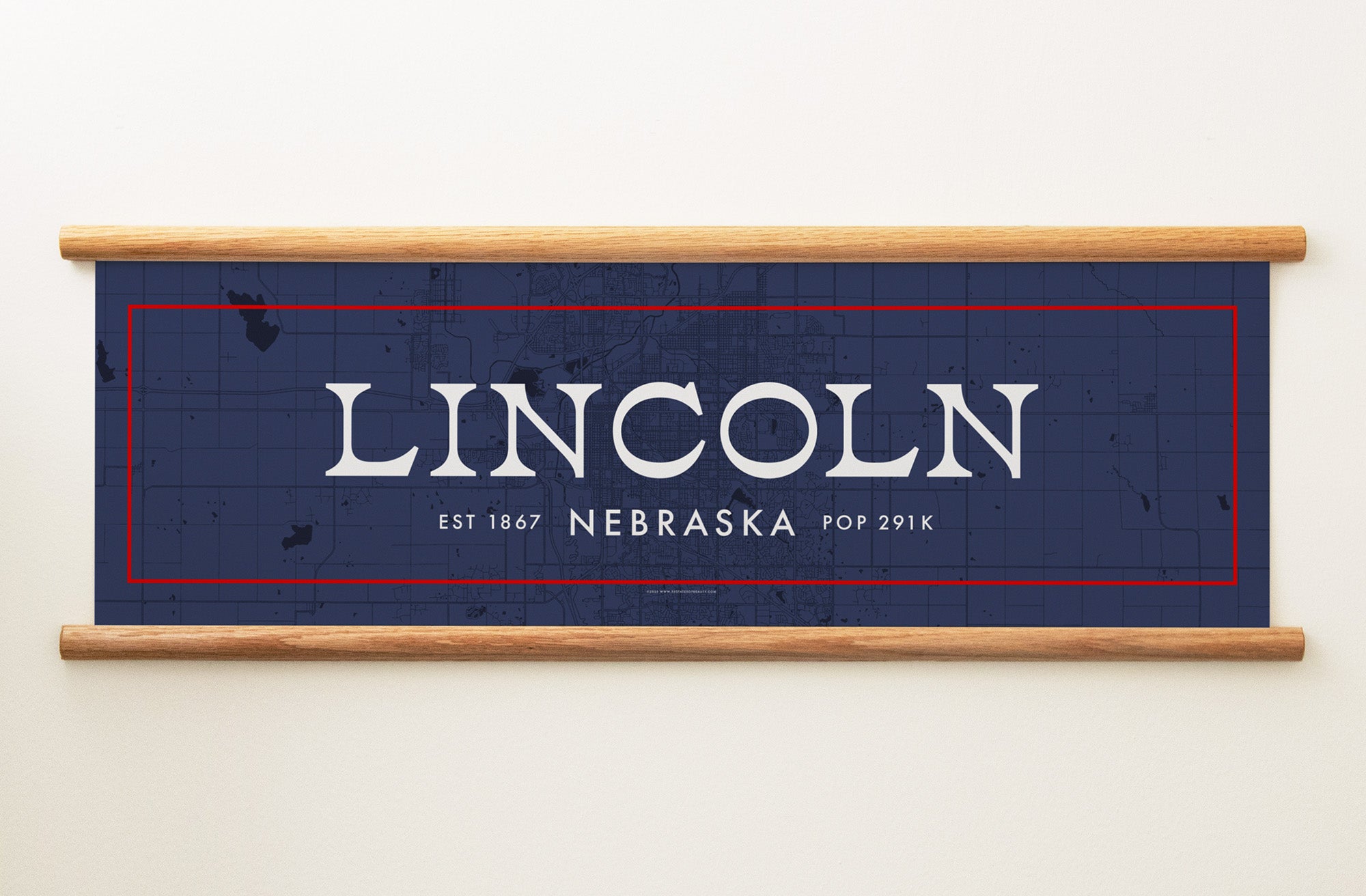 Lincoln Nebraska Canvas Map