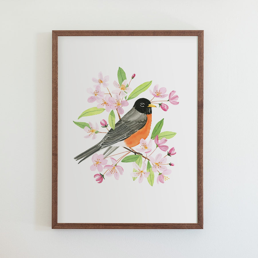 Michigan American Robin Print