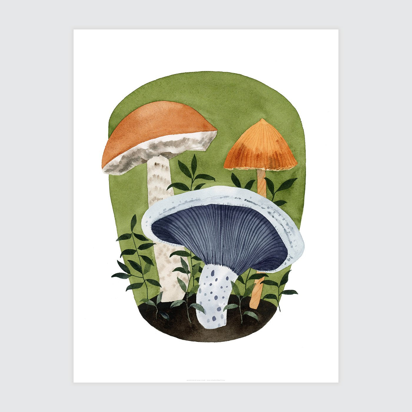 I can't get over how beautiful these linocut prints of mushrooms