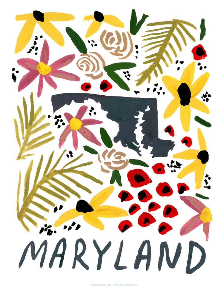 Maryland American Gouache Print