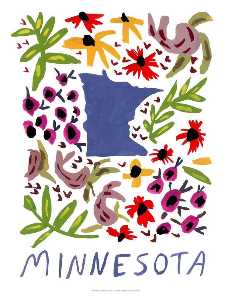 Minnesota American Gouache Print