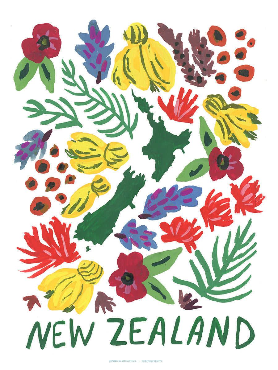 New Zealand Gouache Print