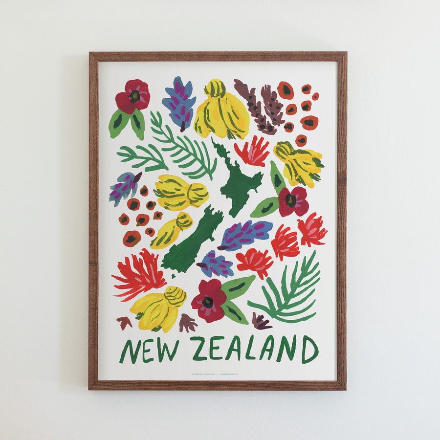 New Zealand Gouache Print
