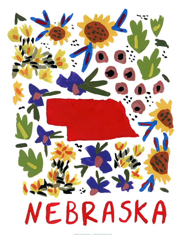 Nebraska American Gouache Print