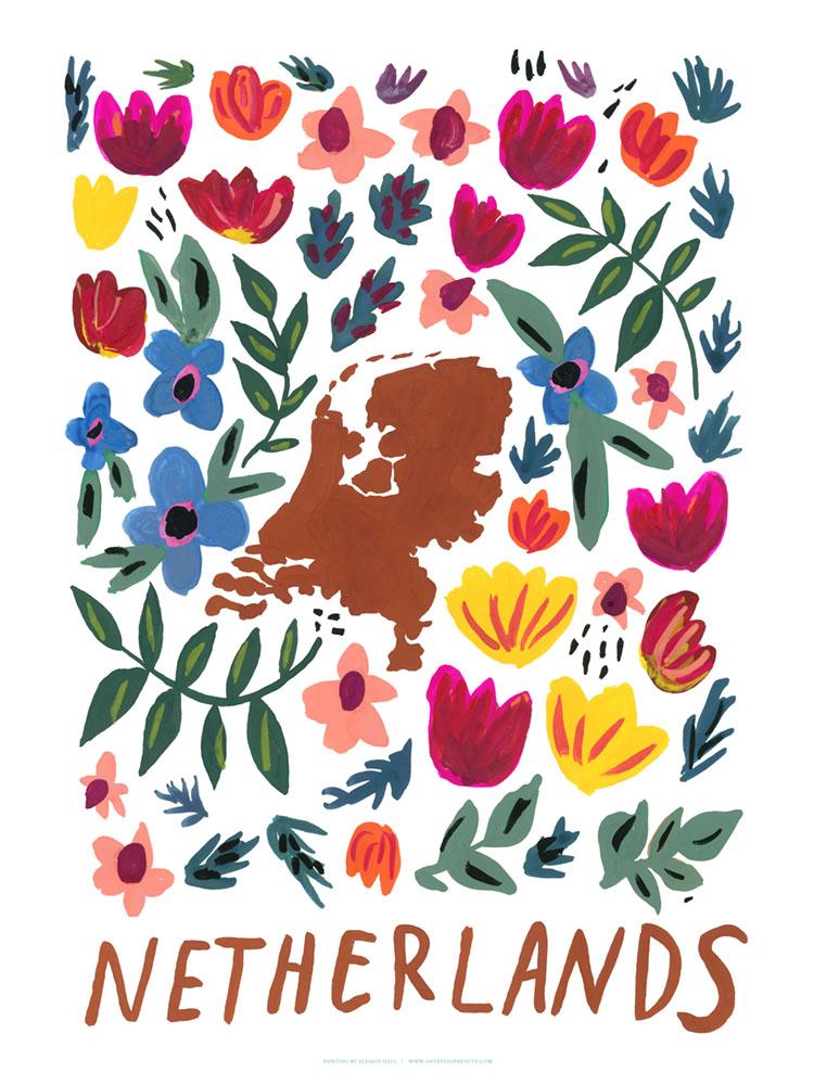 Netherlands Gouache Print