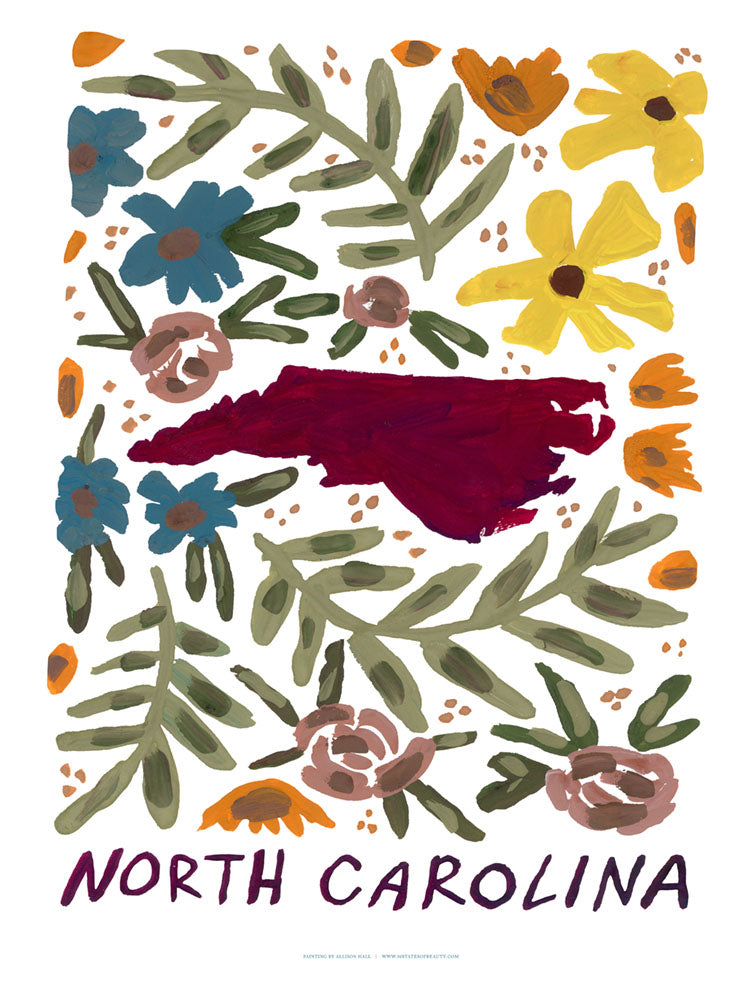 North Carolina American Gouache Print