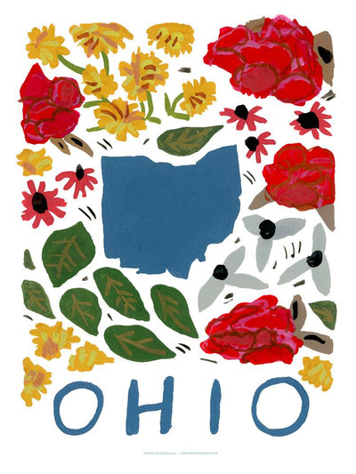 Ohio American Gouache Print
