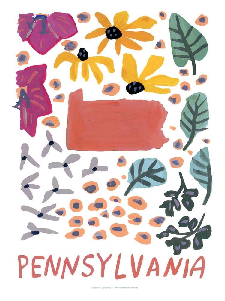 Pennsylvania American Gouache Print