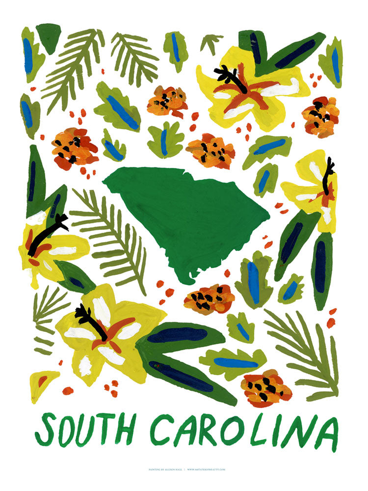 South Carolina American Gouache Print