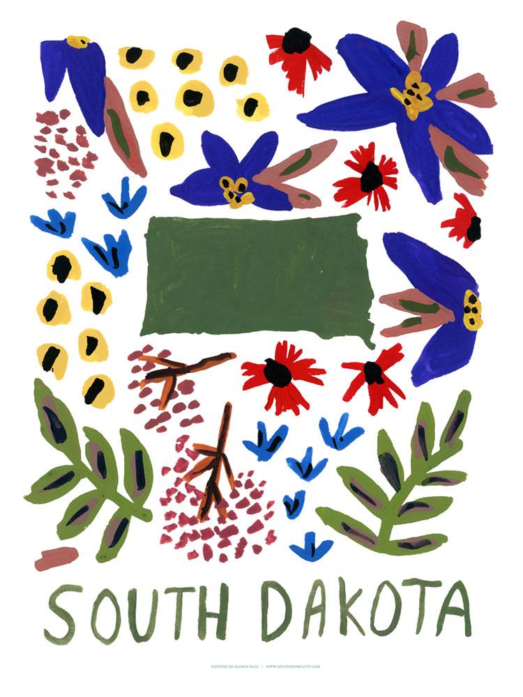 South Dakota American Gouache Print