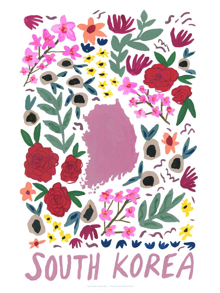 South Korea Gouache Print