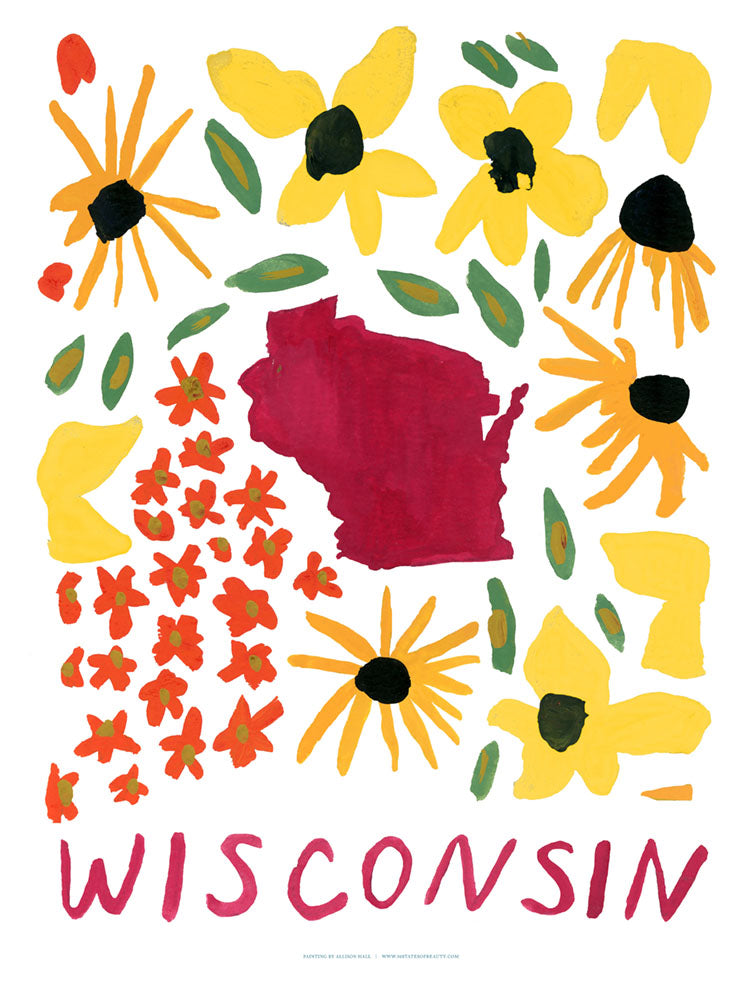 Wisconsin American Gouache Print